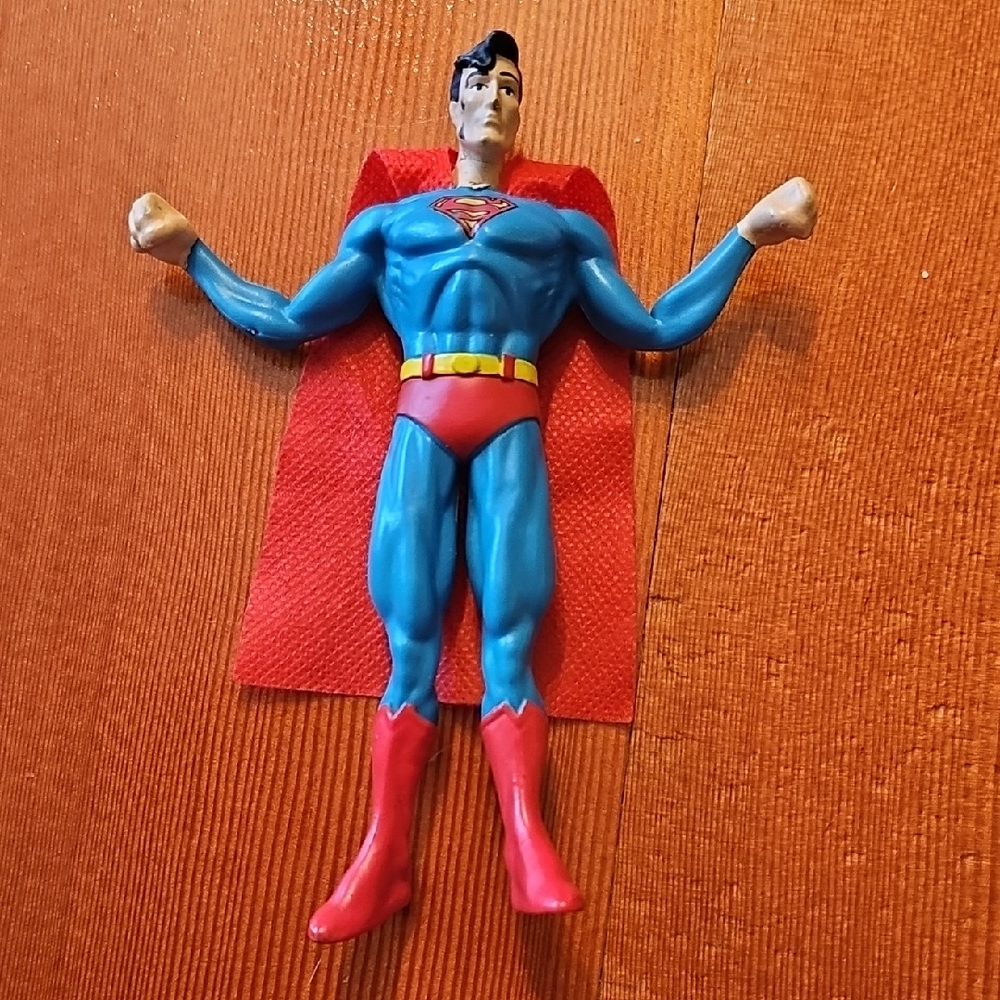 Vintage Bendy Superman Action Figure with Red Cape